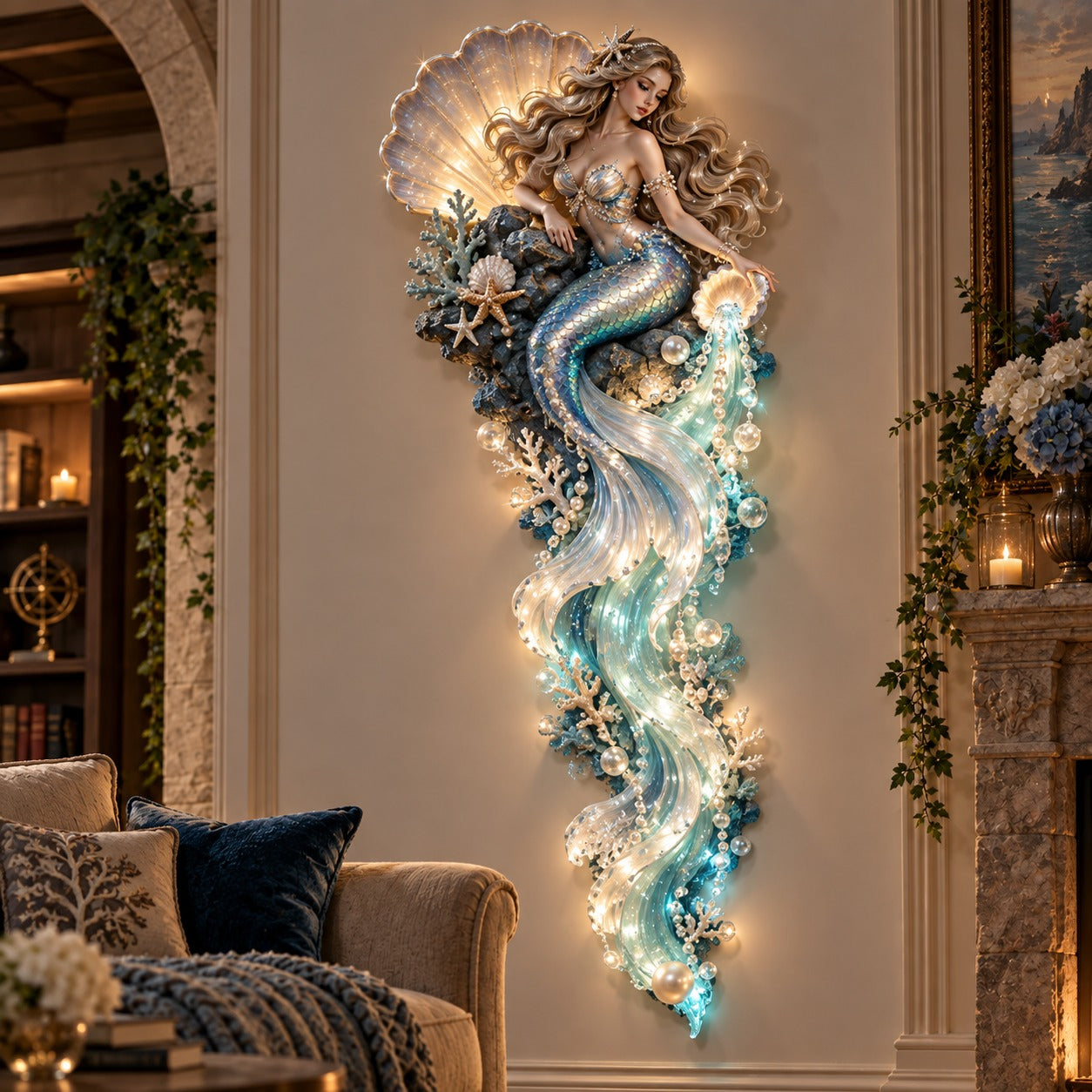 Mermaid illuminated wall decor