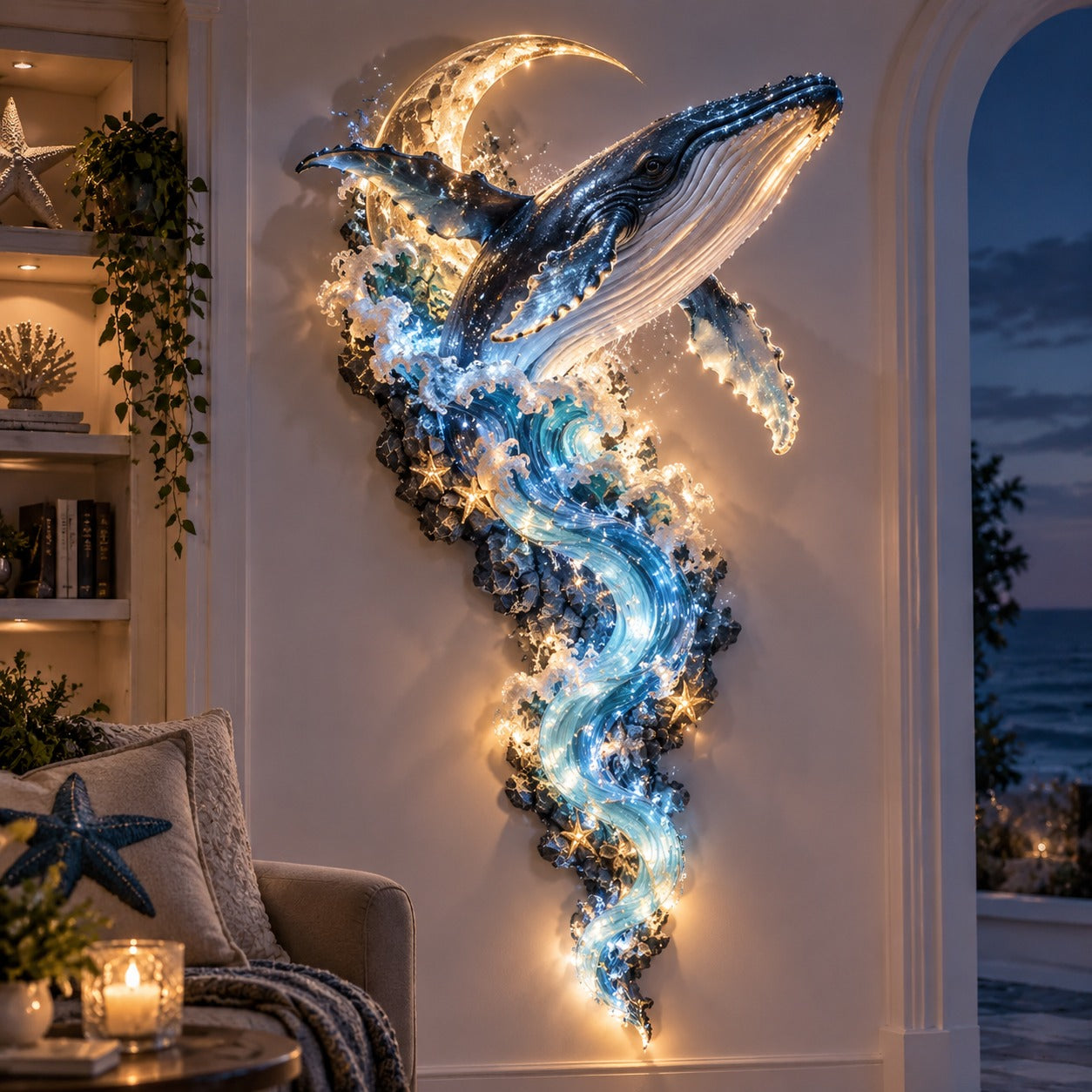 Whale illuminated wall decor